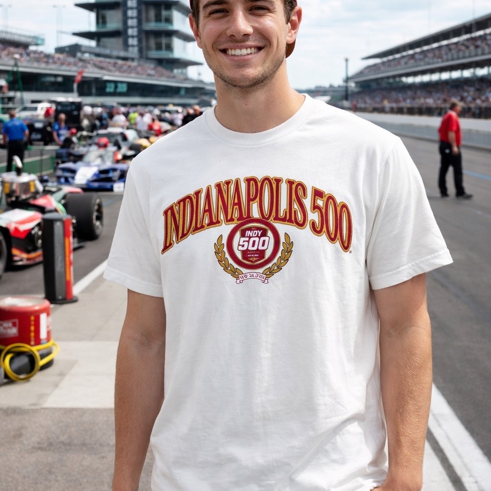 Indianapolis 500 Race 2024 T-Shirt‎ Medium Cream NWT Official Racing Streetwear